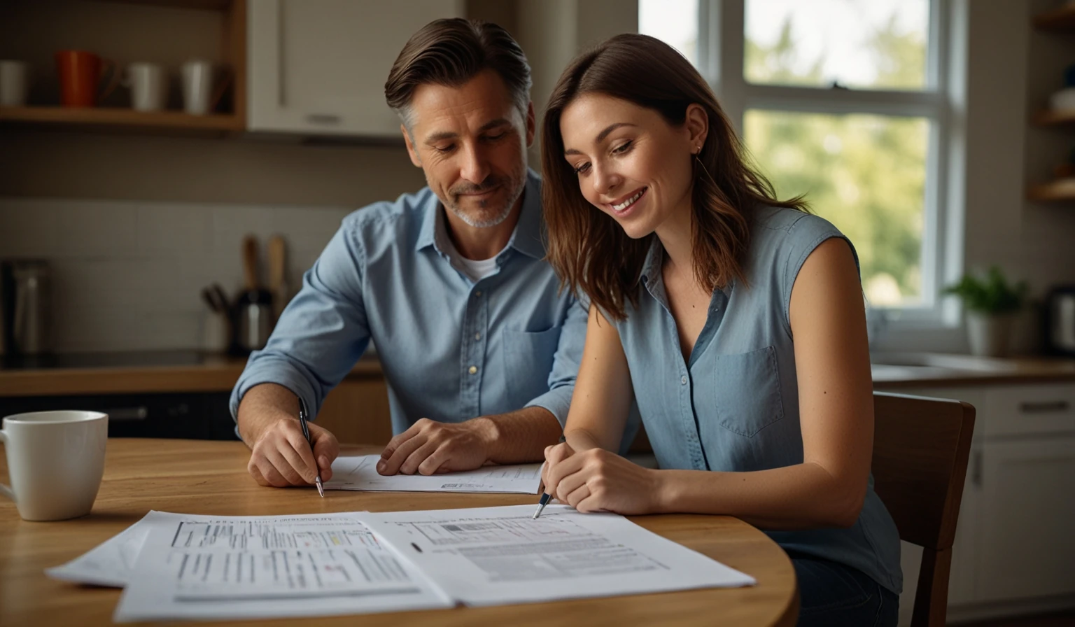 Canadian couple reviewing mortgage renewal documents